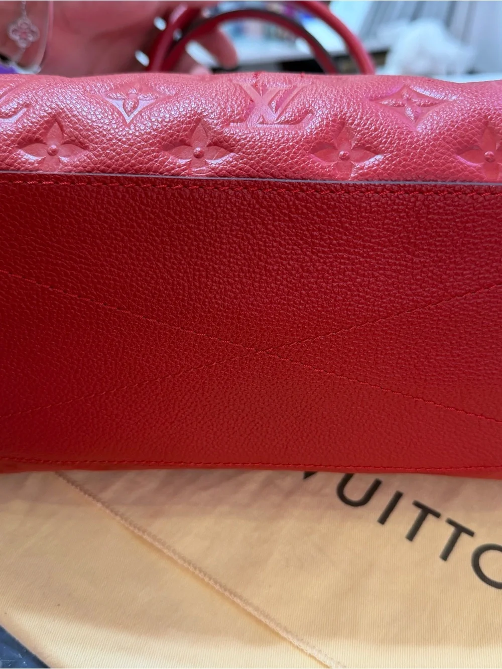 Louis Vuitton Red Embossed Monogram Satchel